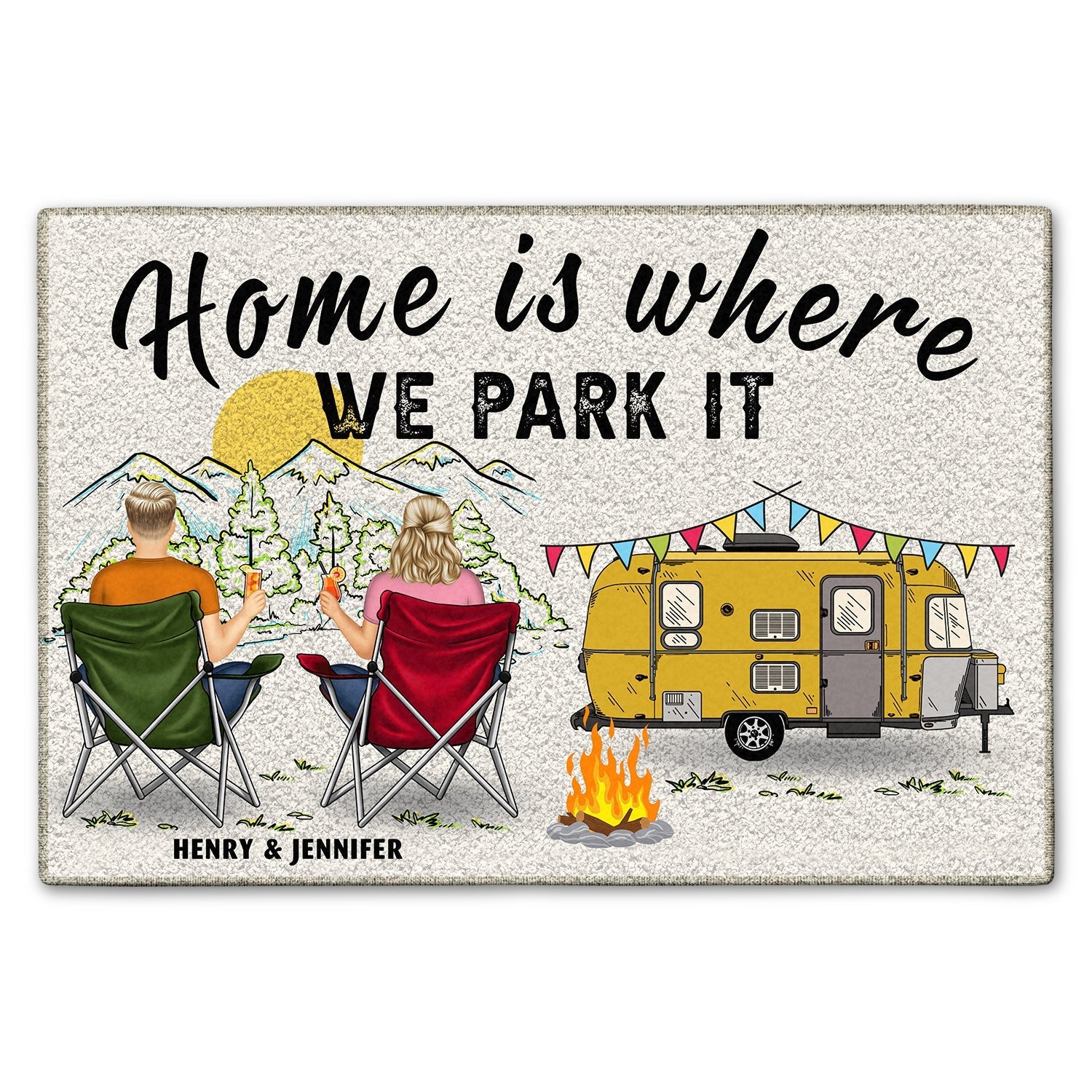 Home Is Where We Park It - Personalized Custom Doormat