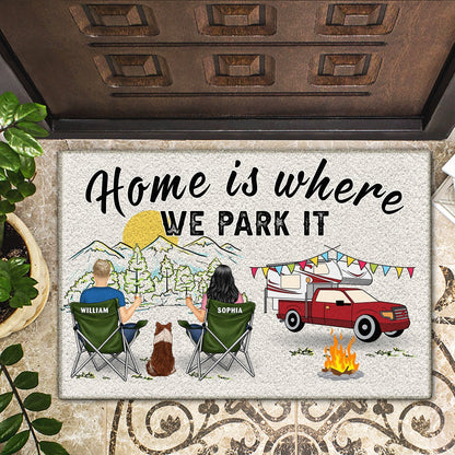 Home Is Where We Park It - Personalized You And Me And The Dogs Mat
