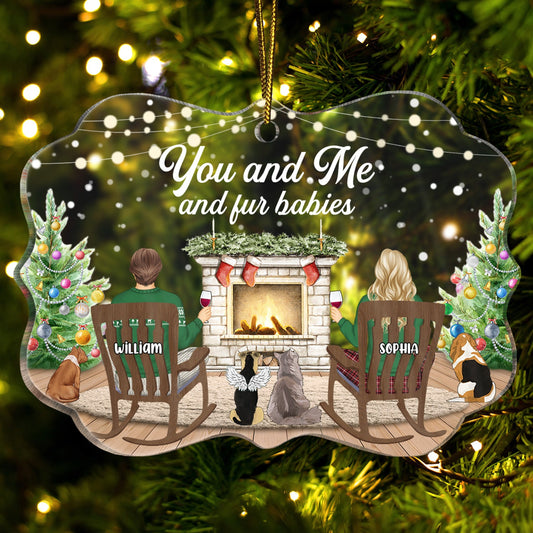 Personalized 'You and Me and Fur Babies' Christmas Couples Ornament