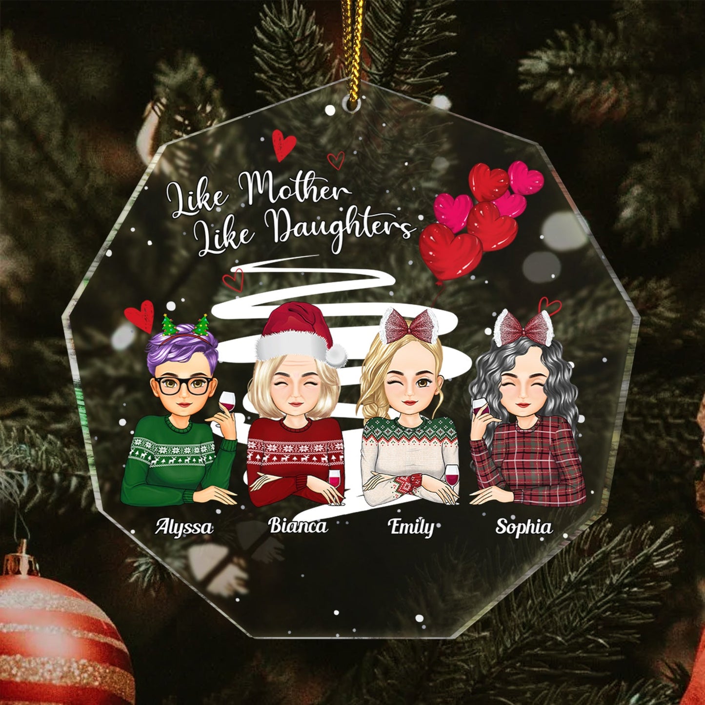 Like Mother Like Daughter - Christmas Gift For Mother Daughter - Personalized Custom Shaped Acrylic Ornament