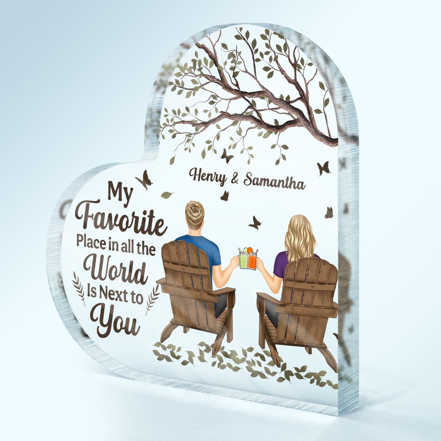 Personalized Couples Acrylic Plaque personalization view for Wife