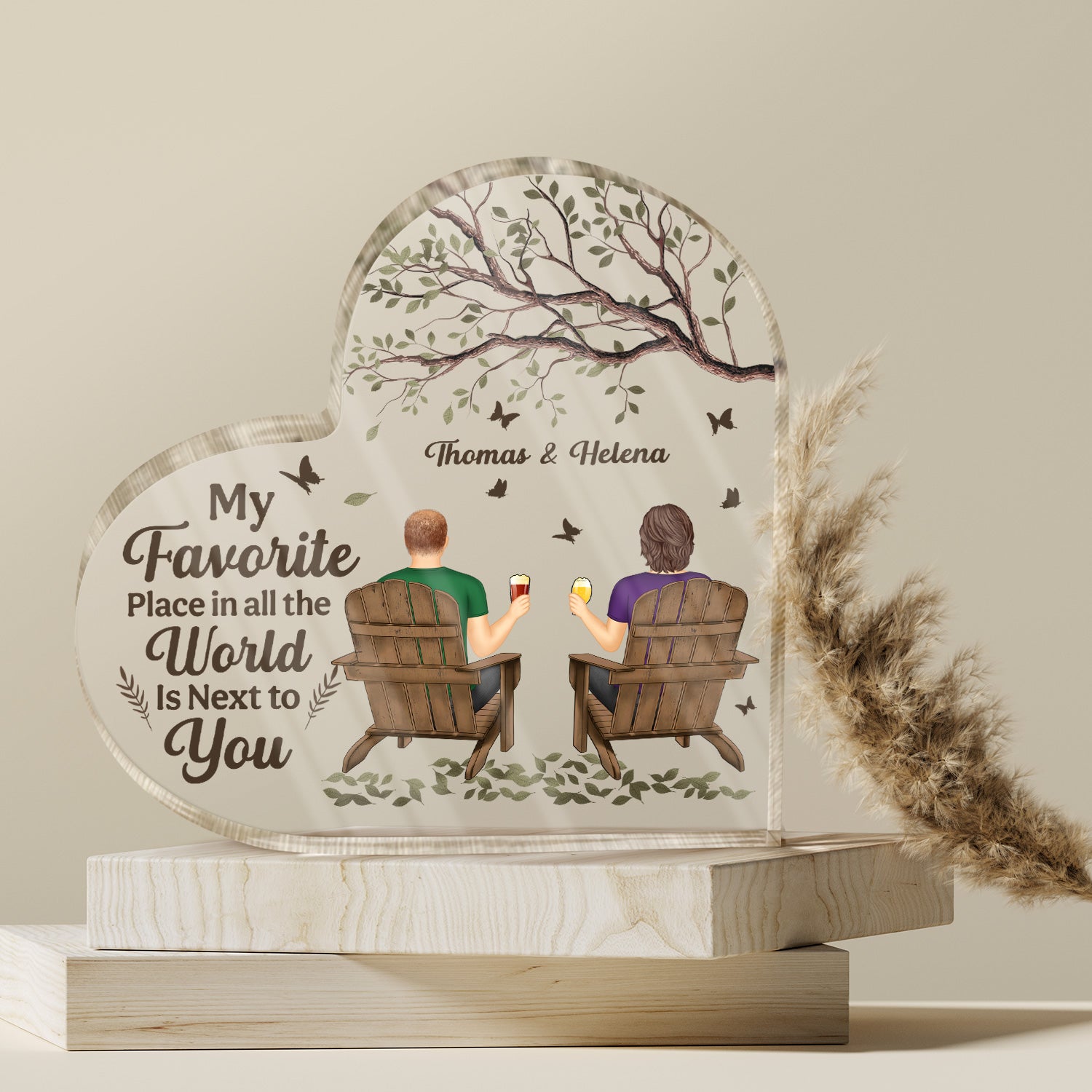 Plaque material and size view - Personalized Couples Acrylic Plaque