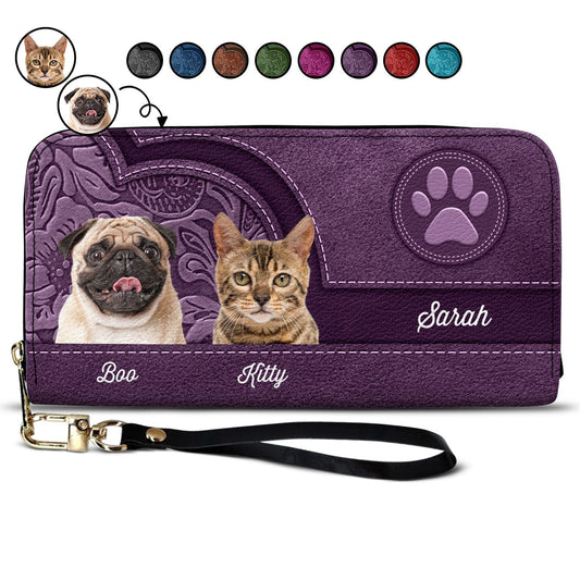 Personalized Custom Pets Photo Leather Long Wallet - Birthday Gift For Pet Lovers