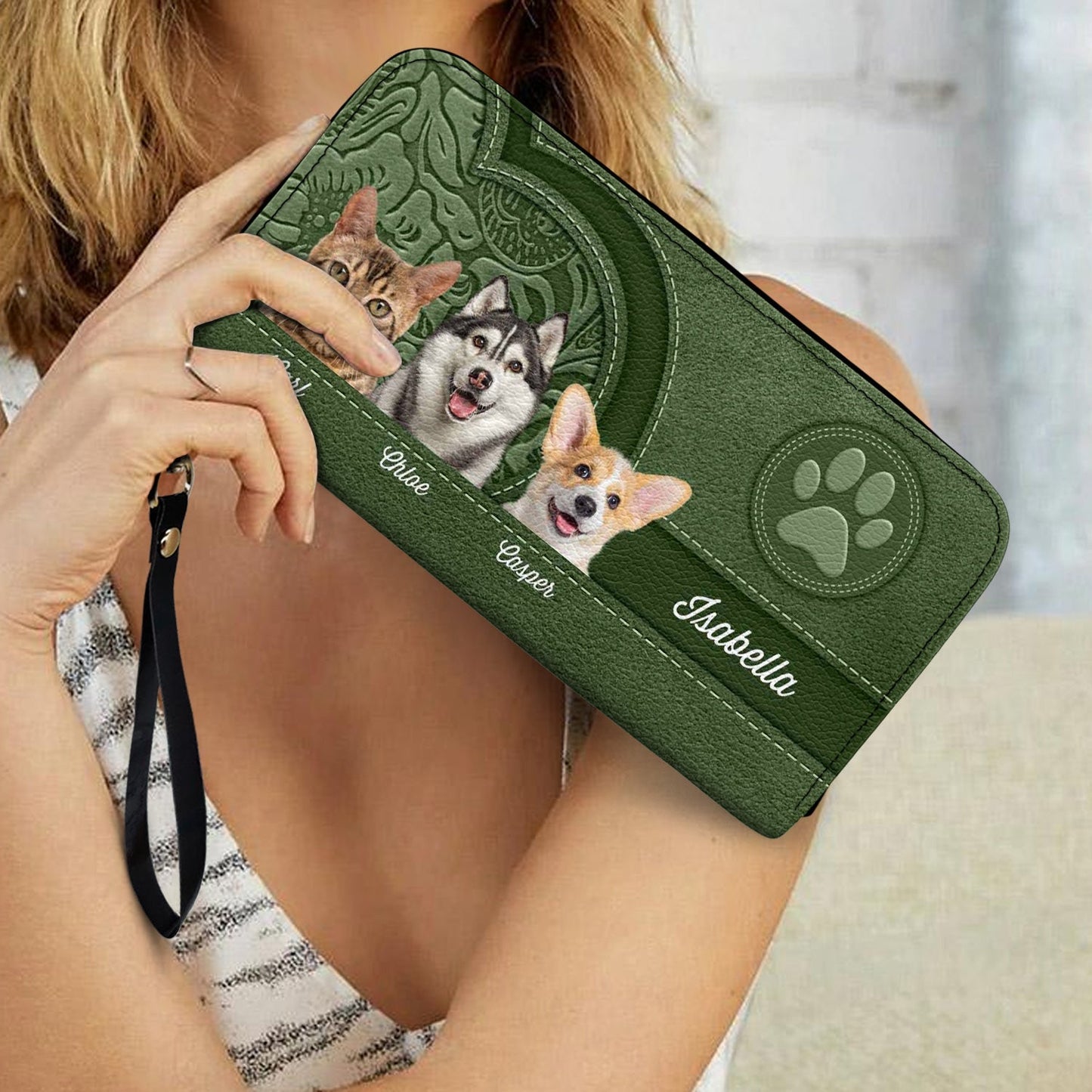 Personalized Custom Pets Photo Leather Long Wallet - Birthday Gift For Pet Lovers