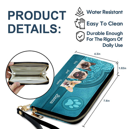 Personalized Custom Pets Photo Leather Long Wallet - Birthday Gift For Pet Lovers
