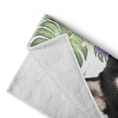 Personalized Tropical Leaves Beach Towel - Custom Pet Photo
