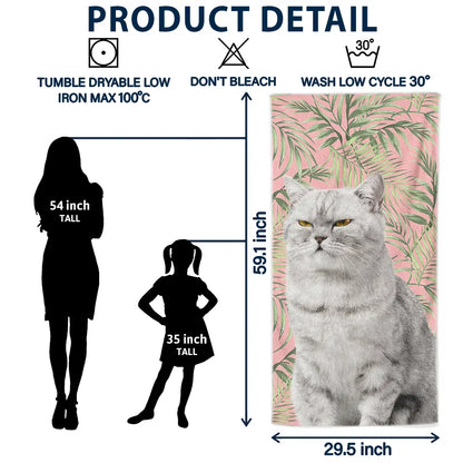 Personalized Tropical Leaves Beach Towel - Custom Pet Photo