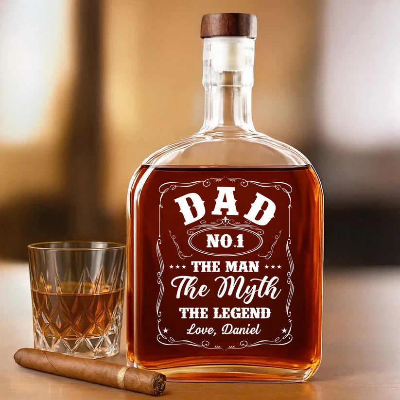 Dad No.1 The Man The Myth The Legend - Personalized Custom Whiskey Bottle