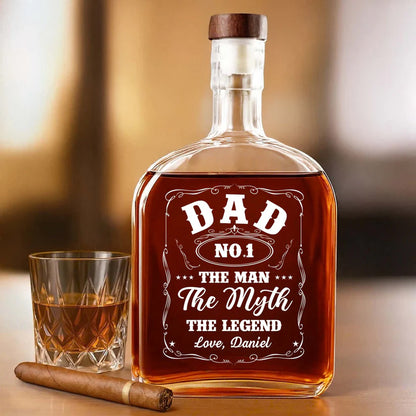 Dad No.1 The Man The Myth The Legend - Personalized Custom Whiskey Bottle