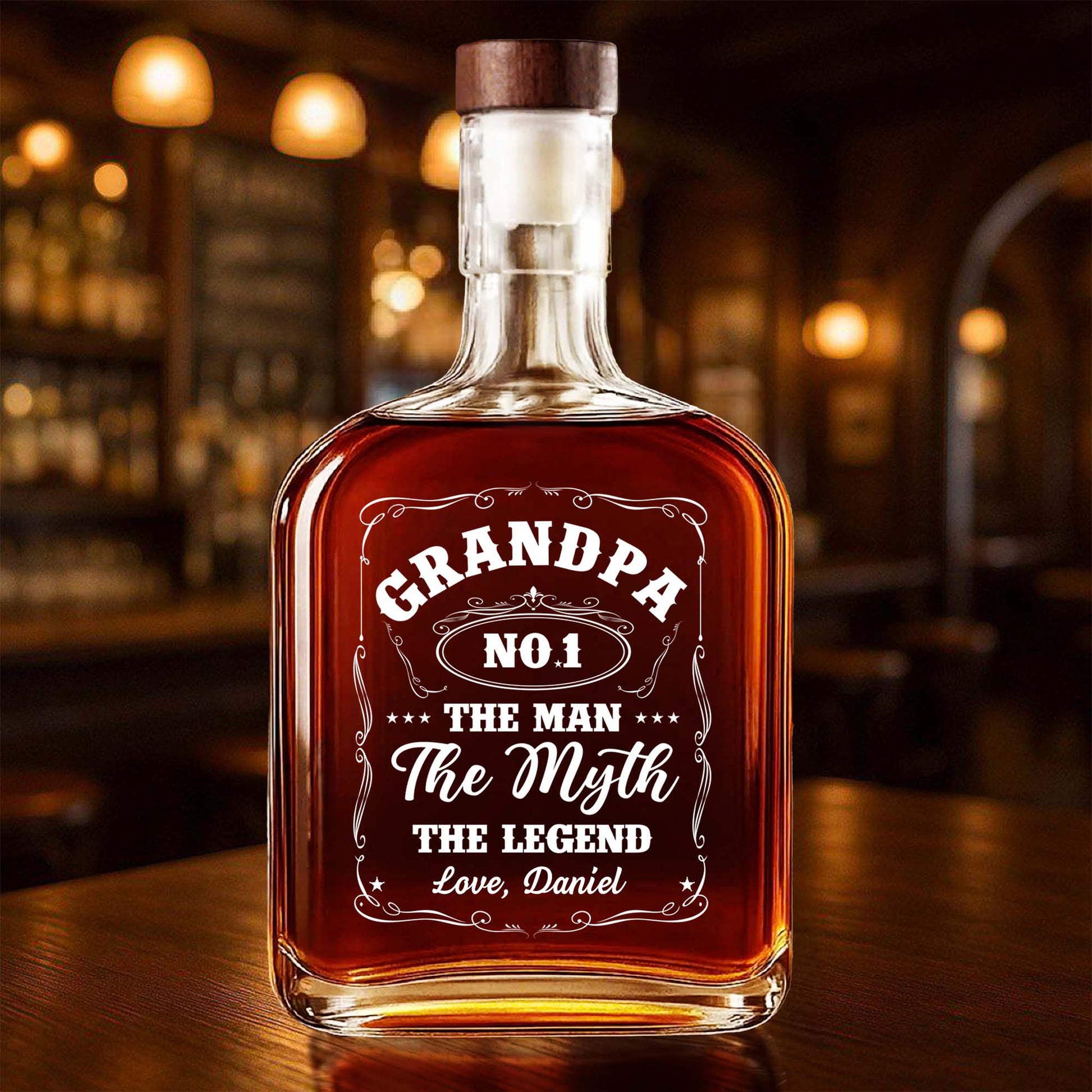 Dad No.1 The Man The Myth The Legend - Personalized Custom Whiskey Bottle