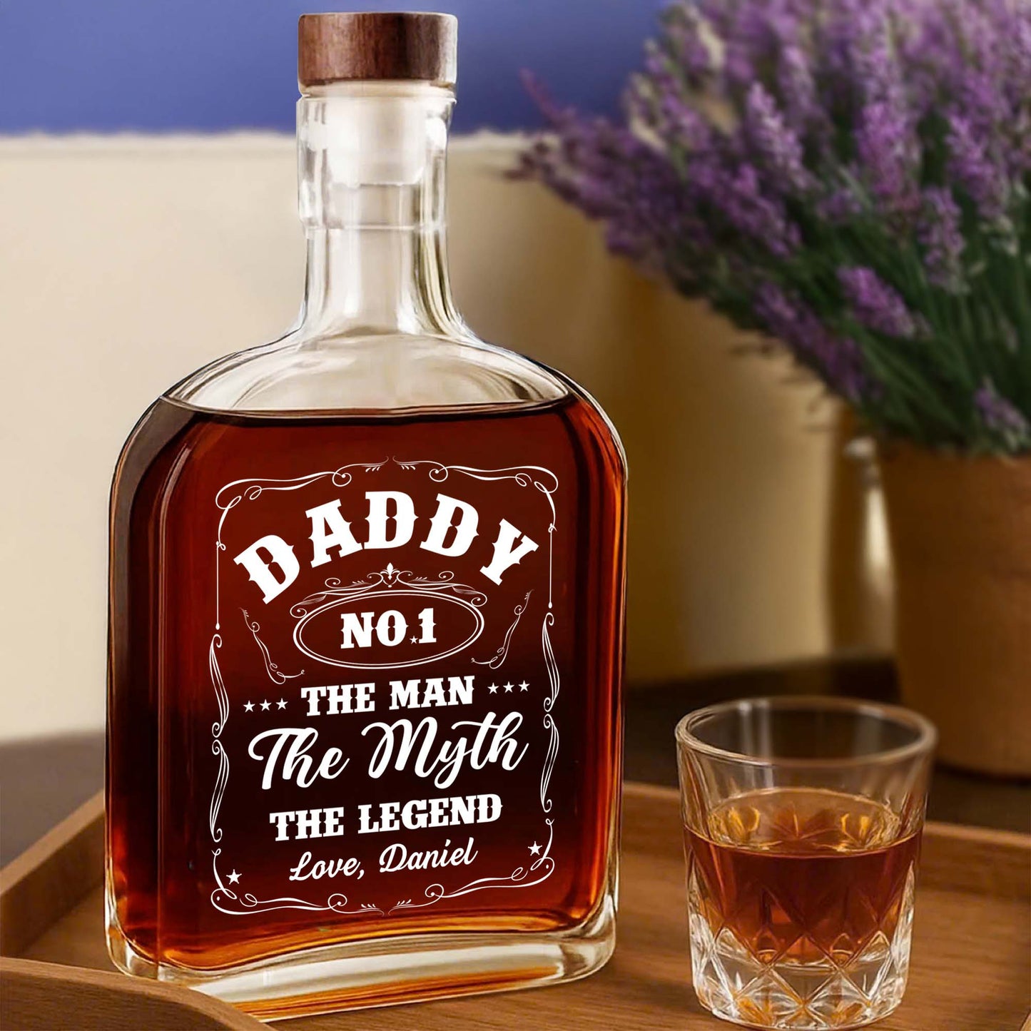 Dad No.1 The Man The Myth The Legend - Personalized Custom Whiskey Bottle