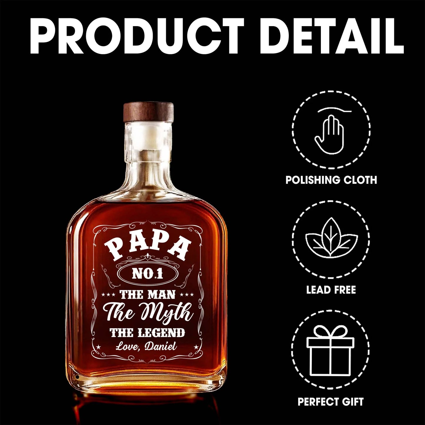 Dad No.1 The Man The Myth The Legend - Personalized Custom Whiskey Bottle