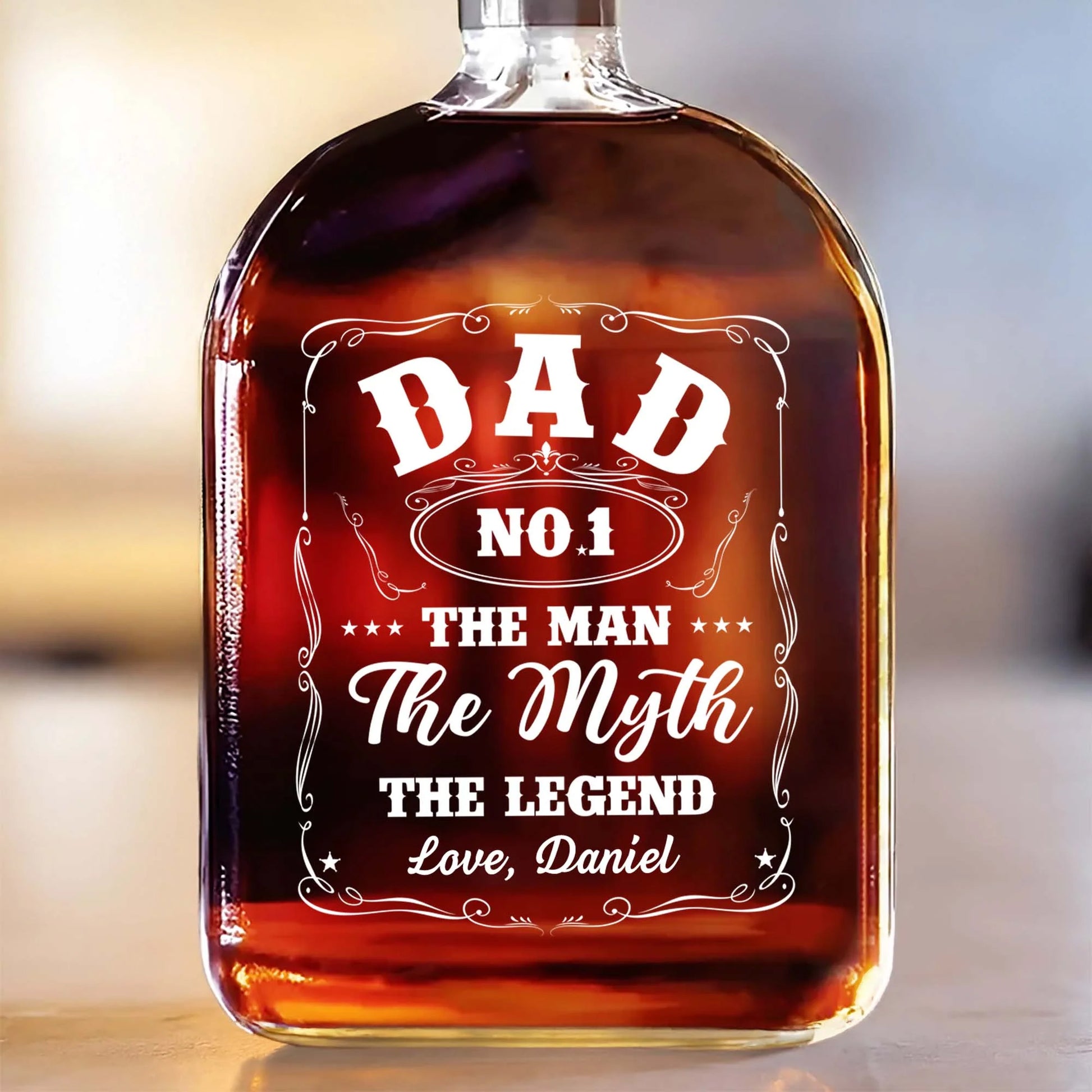 Dad No.1 The Man The Myth The Legend - Personalized Custom Whiskey Bottle