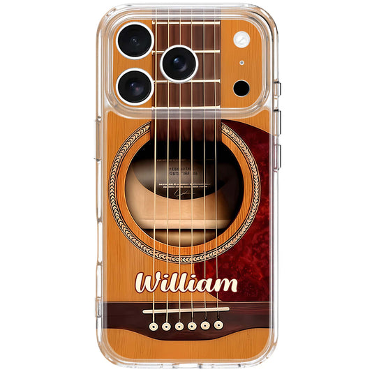 Custom Guitar Acoustic Phone Case for Dad with personalized design details for meaningful gifting