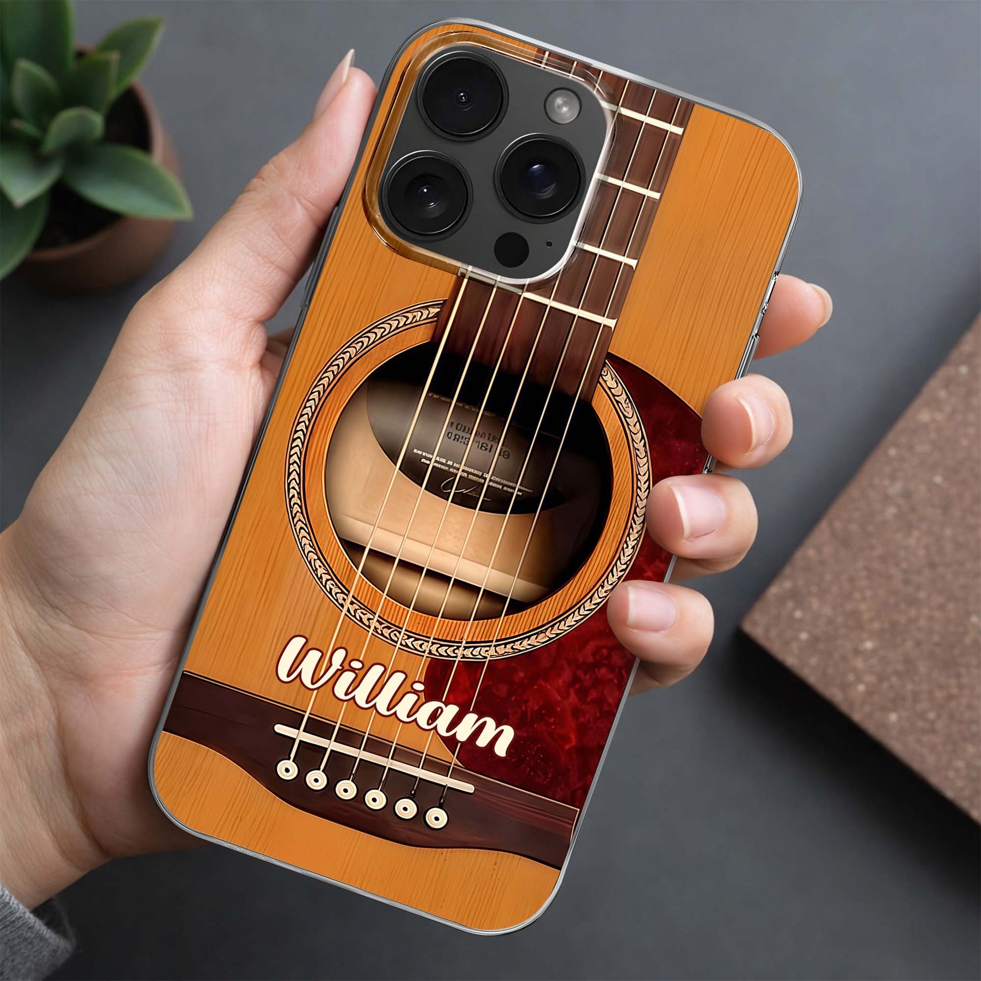 Custom Guitar Acoustic Phone Case for Dad with personalized design details for meaningful gifting image 6