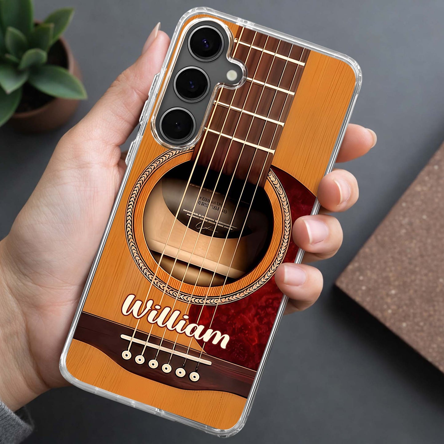Custom Guitar Acoustic Phone Case for Dad with personalized design details for meaningful gifting image 9