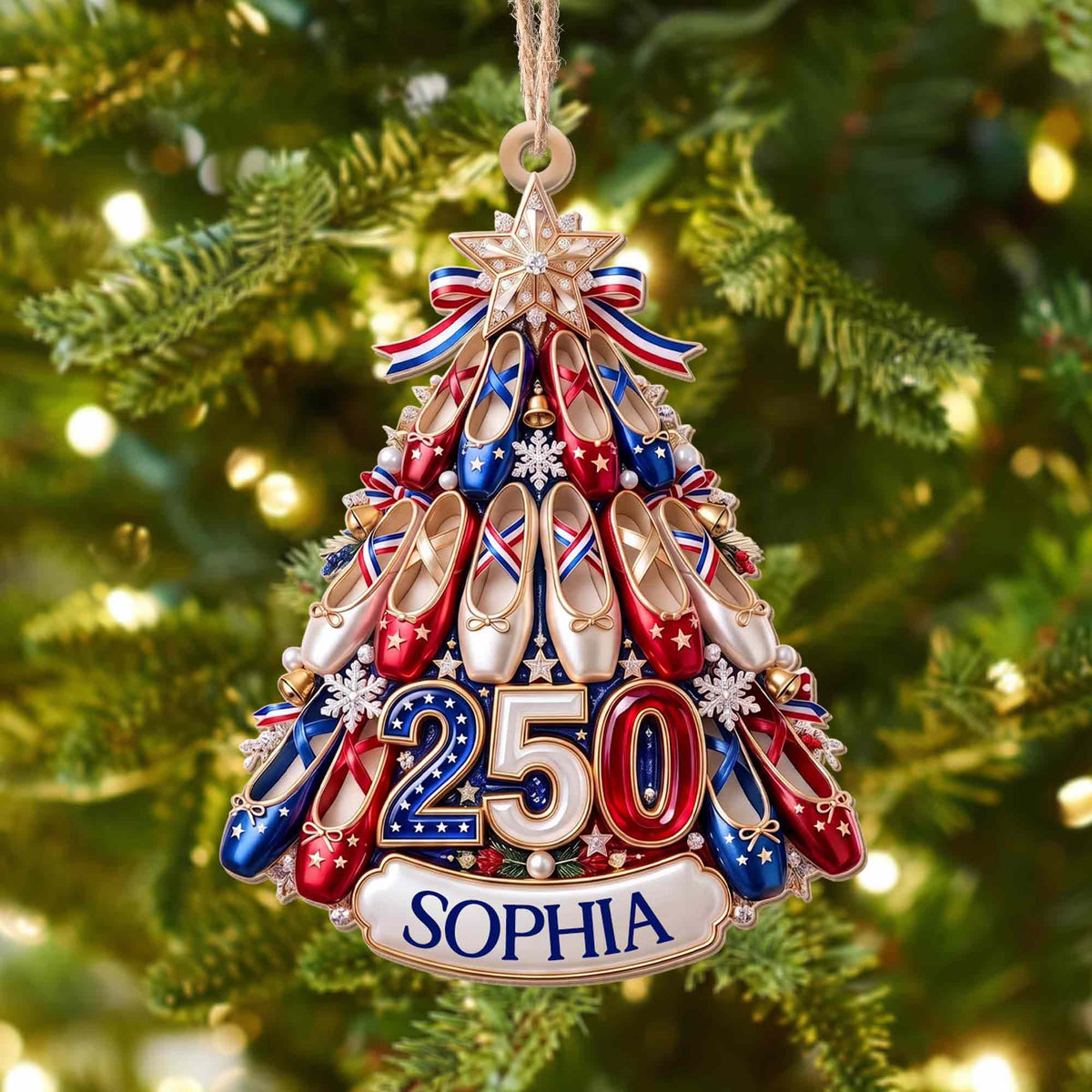 Ballet Shoes Christmas Tree Personalized Wooden Ornament - Custom Gift for Ballerina Dancer