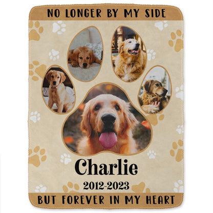 No Longer By My Side But Forever In My Heart - Personalized Custom Pet Photo Memorial Blanket