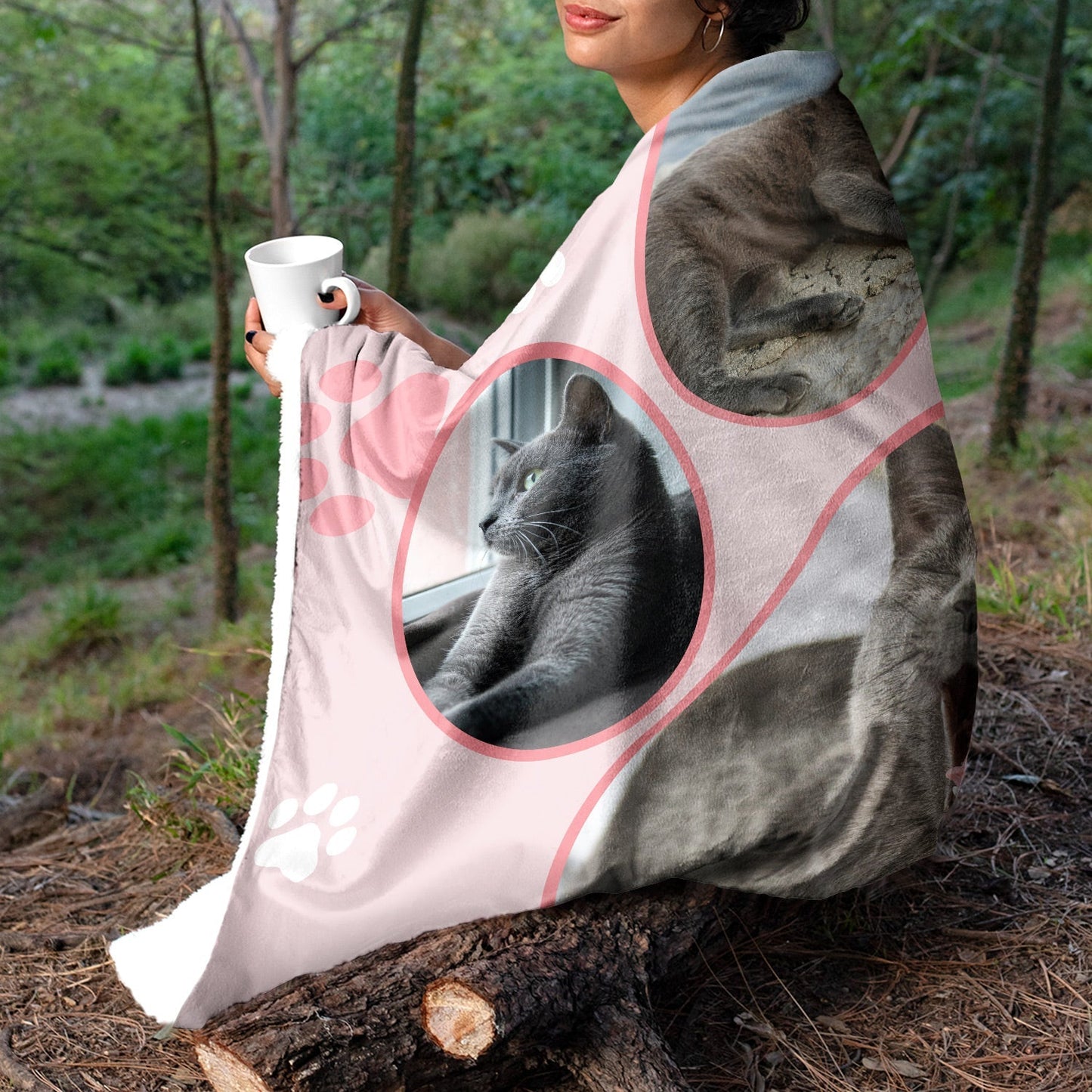 No Longer By My Side But Forever In My Heart - Personalized Custom Pet Photo Memorial Blanket