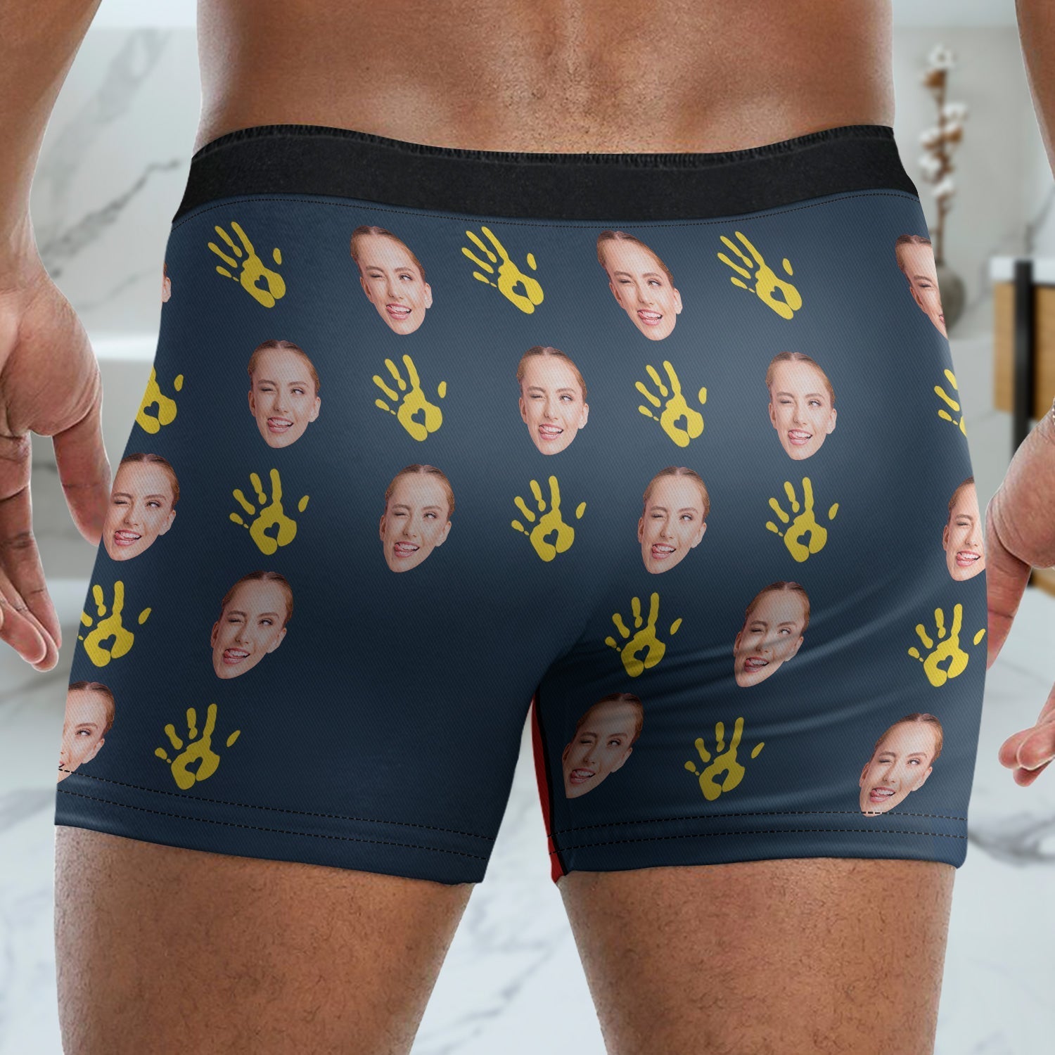 Personalized Custom Photo Hands Off He's Mine Men's Boxer Briefs - Funny Gift For Husband, Boyfriend