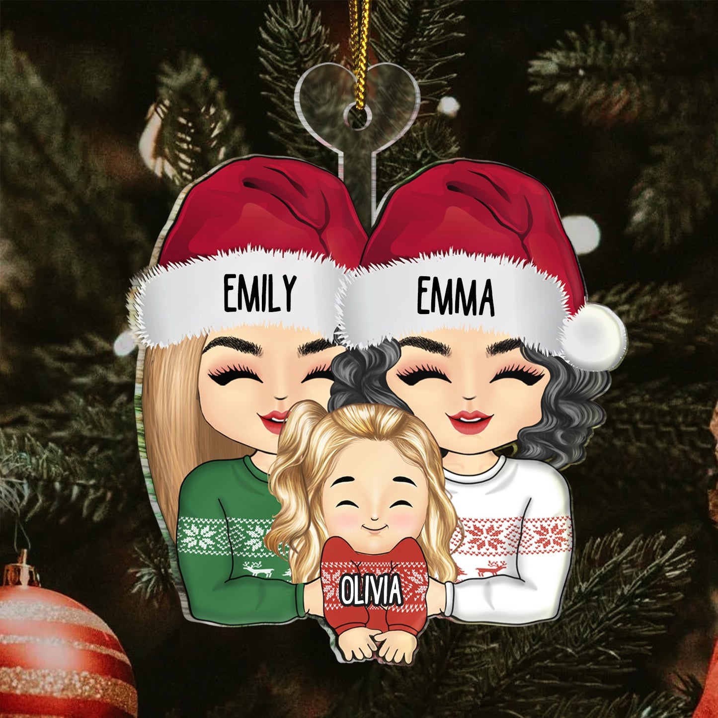 Christmas Grandparents Hugging Grandkid - Gift For Family - Personalized Cutout Acrylic Ornament