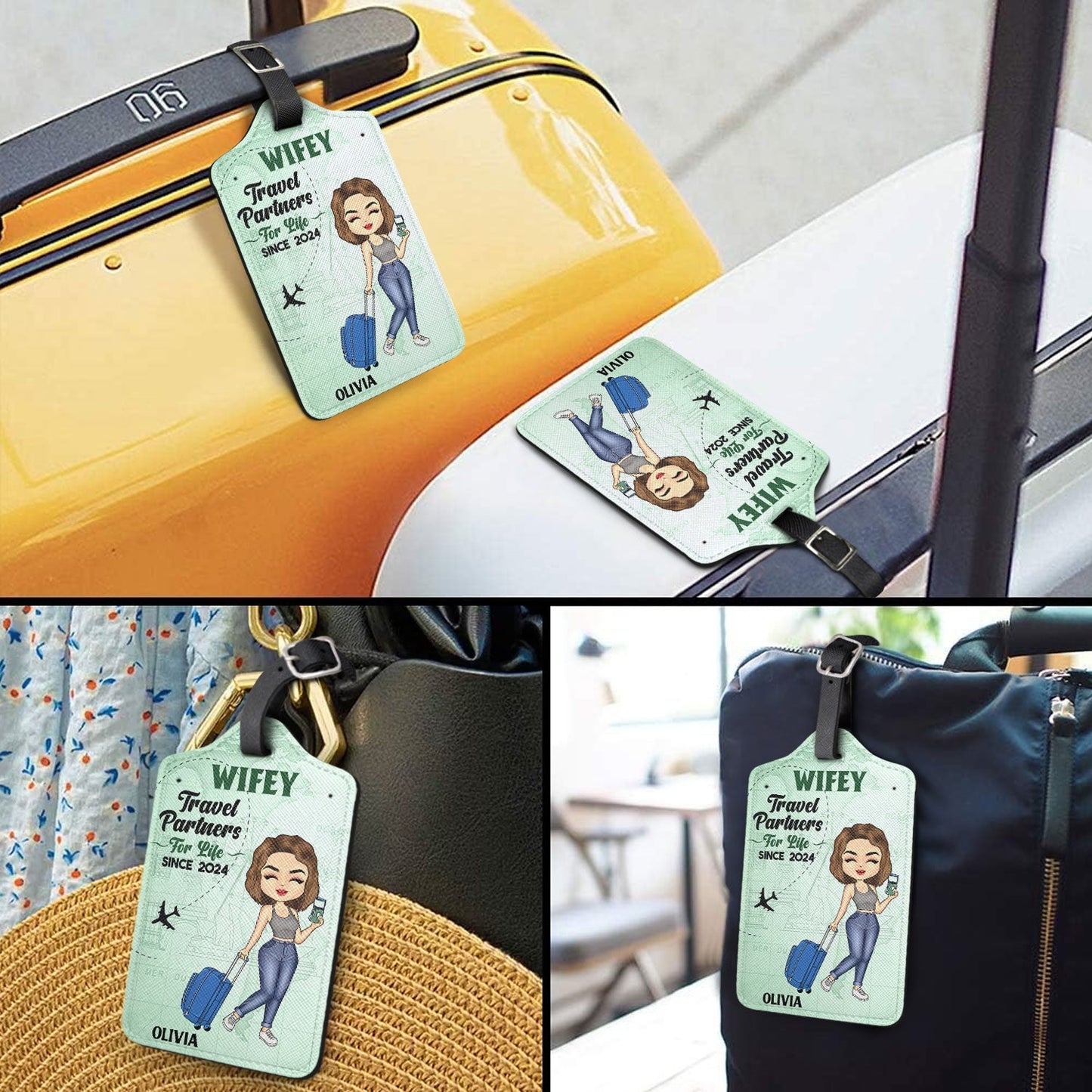 Personalized Hubby & Wifey 'Travel Partners For Life' Couple Luggage Tags
