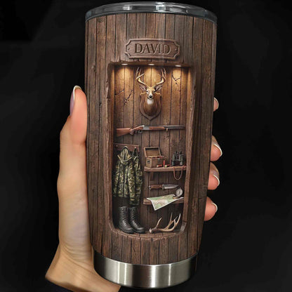 Personalized hunting gifts stainless steel tumbler with custom deer cabin design for dad or hunting lovers