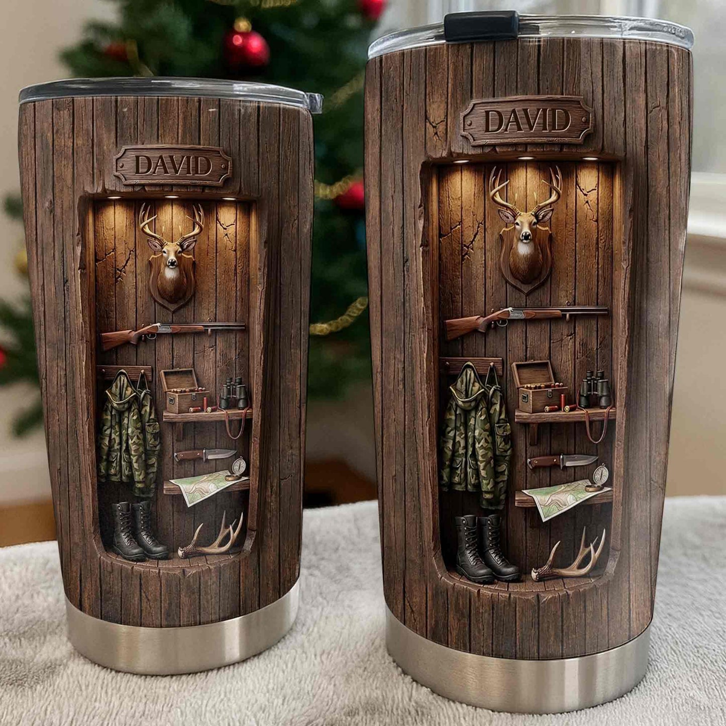 Personalized hunting gifts stainless steel tumbler with custom deer cabin design for dad or hunting lovers image 10