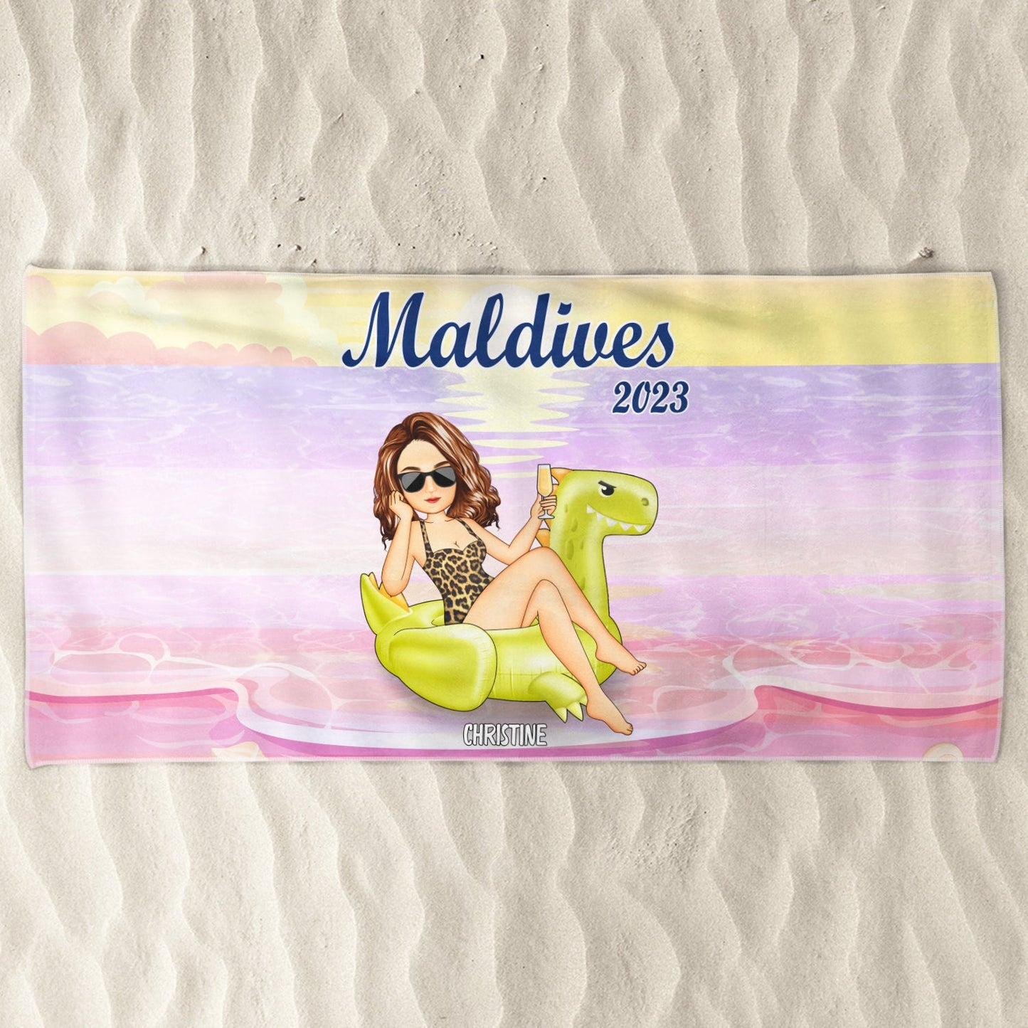 Personalized Best Friends Beach Towel - Custom Summer Trip Los Angeles Keepsake