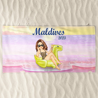 Personalized Best Friends Beach Towel - Custom Summer Trip Los Angeles Keepsake