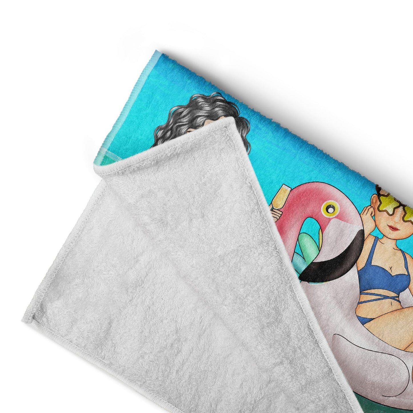 Personalized Beach Bestie Flamingo Girl Beach Towel - Gift For Bestie For Women