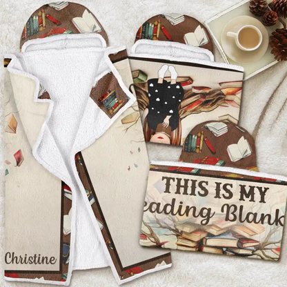 Reading, Gift For Yourself - My Reading Blanket - Personalized Wearable Hooded Blanket