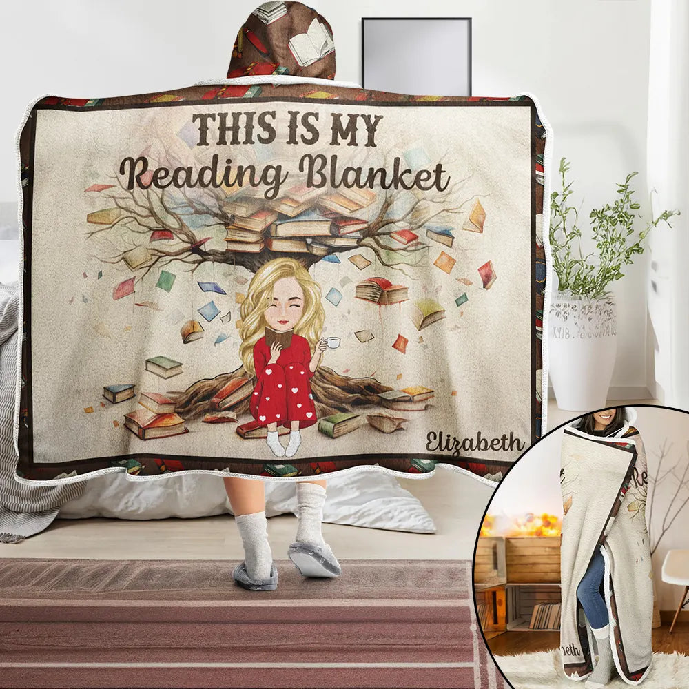 Personalized Wearable Hooded Blanket - This Is My Reading Blanket