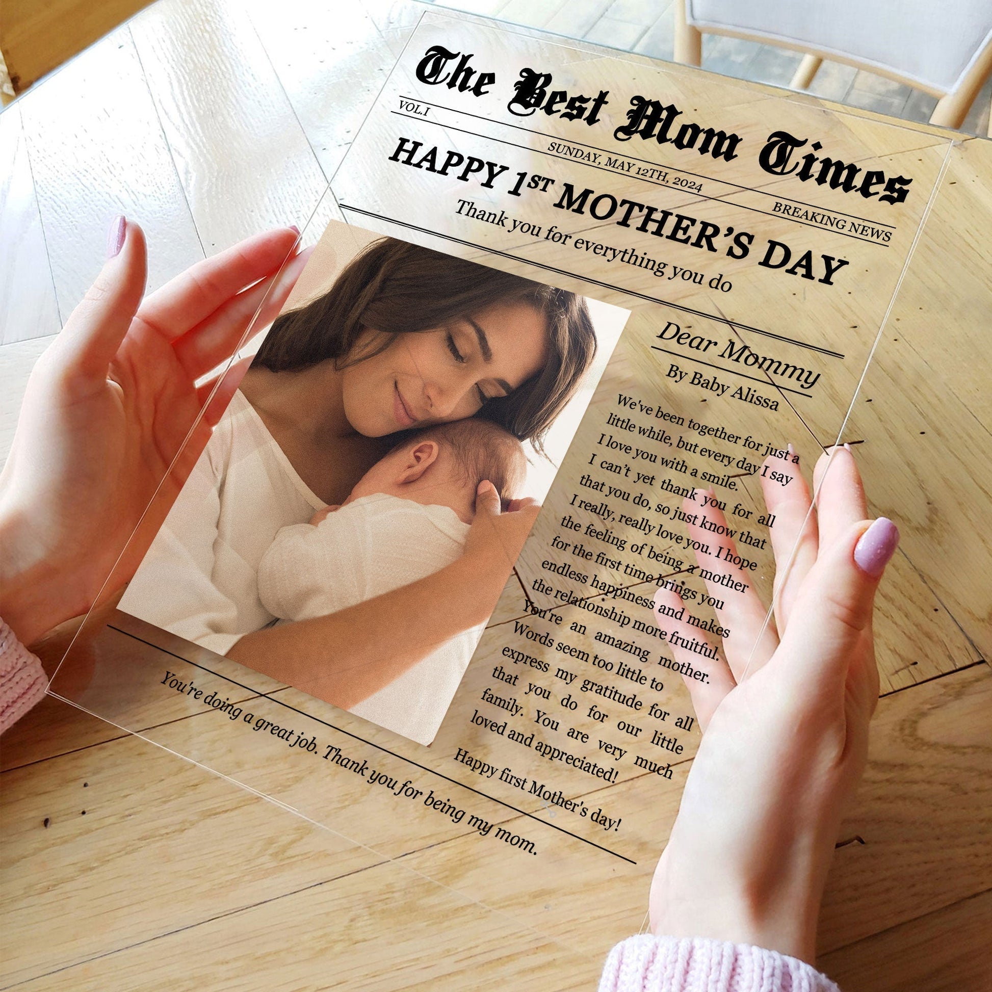 Happy 1st Mother's Day Thank You For Everything - Personalized Plaque