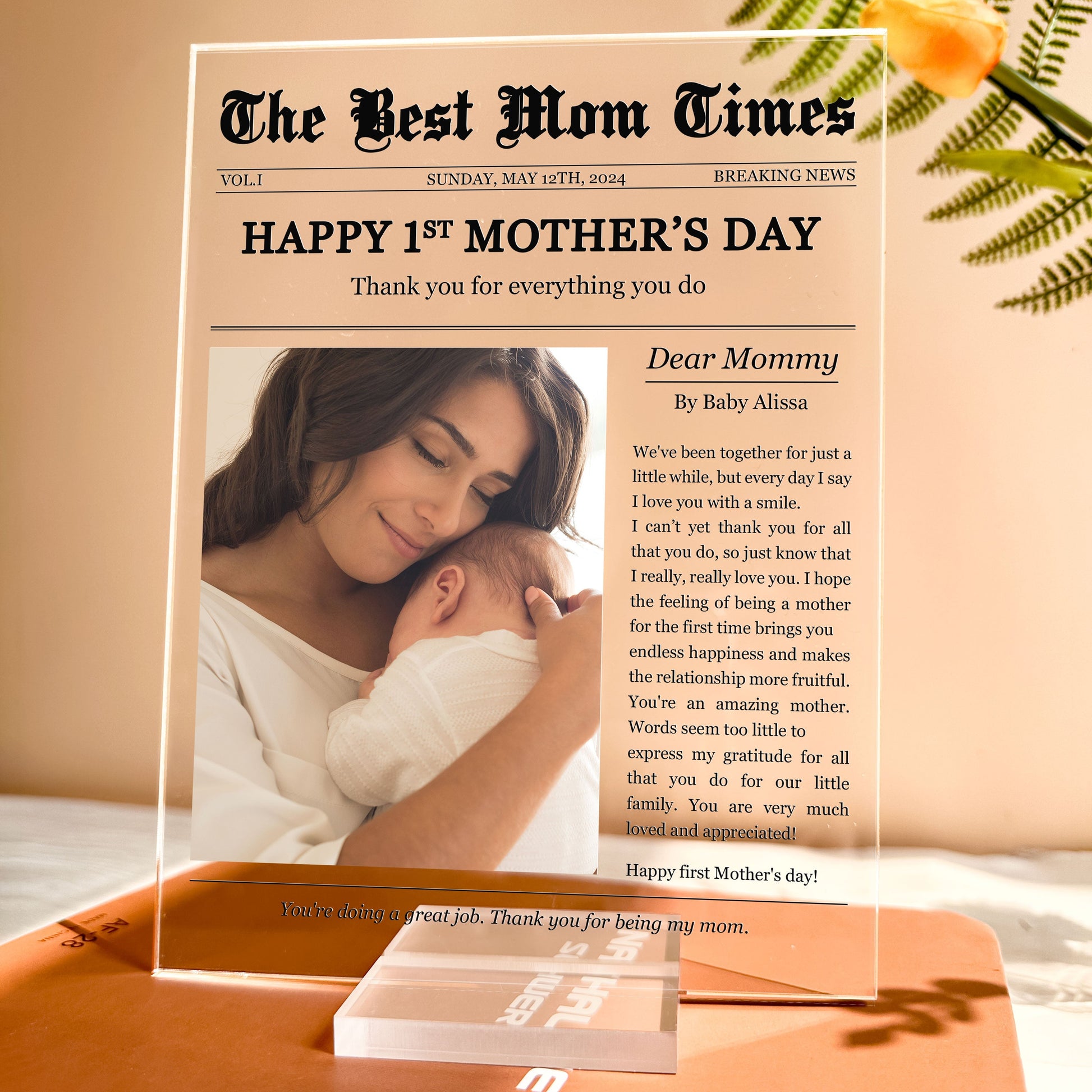 Happy 1st Mother's Day Thank You For Everything - Personalized Plaque