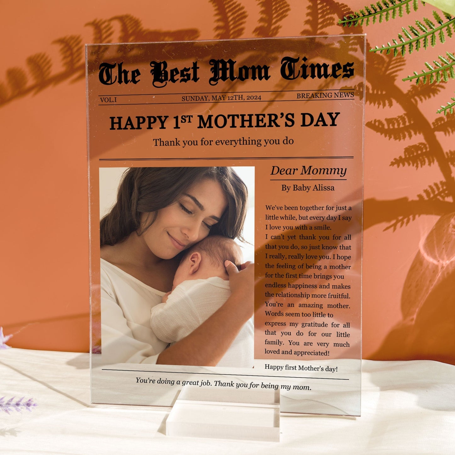Happy 1st Mother's Day Thank You For Everything - Personalized Plaque