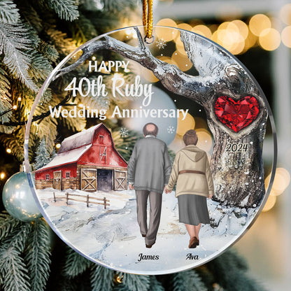 Acrylic Ornament material and size view - Custom Wedding Anniversary Acrylic Ornament