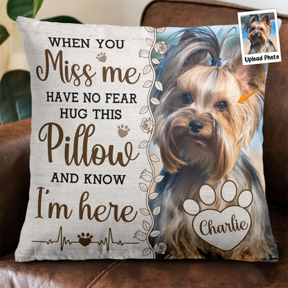 Personalized Photo Pillow: 'Hug This & Know I'm Here' Sentimental Gift