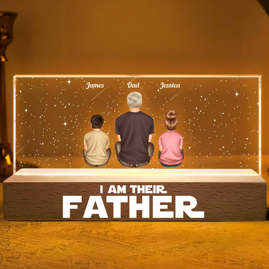 Personalized I Am Their Father LED Night Light with custom names and starry sky design for Dad
