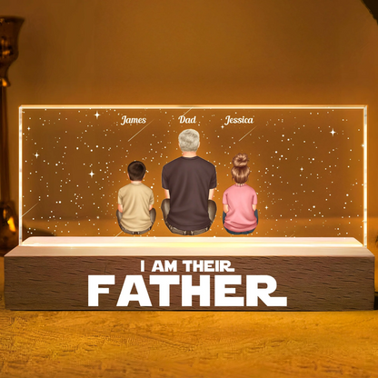 Personalized I Am Their Father LED Night Light with custom names and starry sky design for Dad