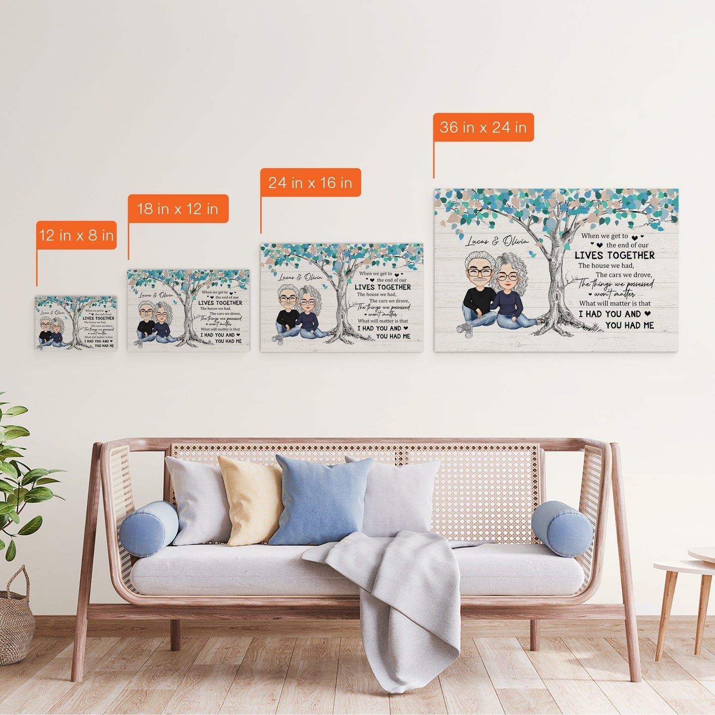 Heartfelt Personalized Canvas / Poster for Couples: 'I Had You & You Had Me'