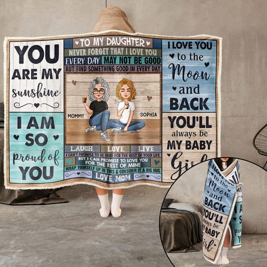 I Love You To The Moon And Back - Personalized Wearable Hoodie Blanket