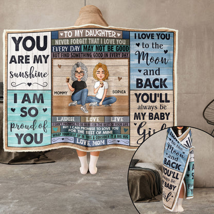 I Love You To The Moon And Back - Personalized Wearable Hoodie Blanket