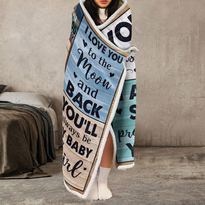 I Love You To The Moon And Back - Personalized Wearable Hoodie Blanket