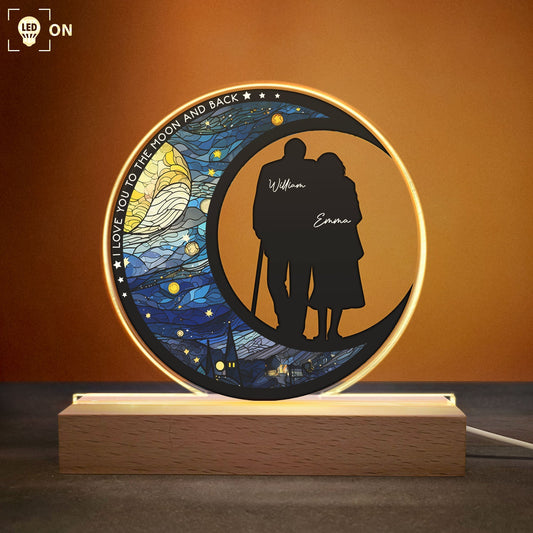 I Love You To The Moon & Back - Personalized LED Light - Anniversary Gifts For Her, Him