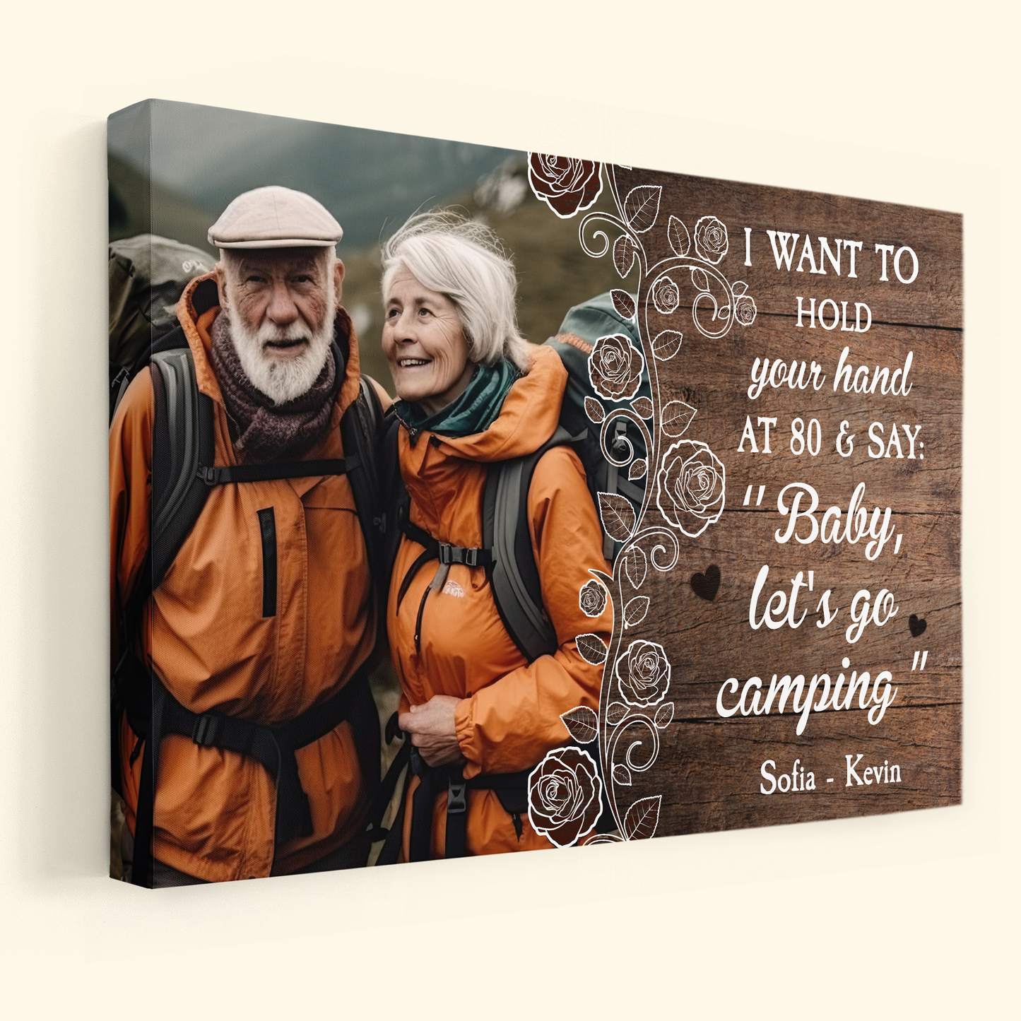 I Want To Hold Your Hand At 80 & Let's Go Camping - Personalized Photo Wrapped Canvas