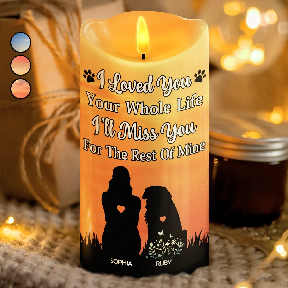 Gift For Women,Gift For Men,Christmas,Dog Lovers,Dog Mom,Dog Dad,Memorial,Sad - I Loved You Your Whole Life Memorial - Personalized Flameless LED Candle