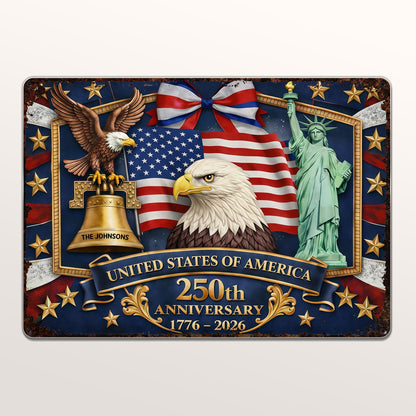 United States Of America Anniversary Bald Eagle Flag And Statue Of Liberty