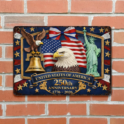 United States Of America Anniversary Bald Eagle Flag And Statue Of Liberty