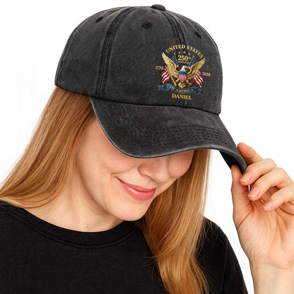 T-Shirt / Hoodie material and size view - Personalized Usa 250Th Anniversary Patriotic Hat
